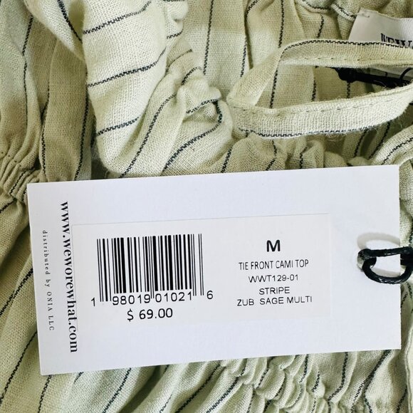 We Wore What Women's Size M Striped Babydoll Linen Babydoll Sage Tank To… - Picture 6 of 6